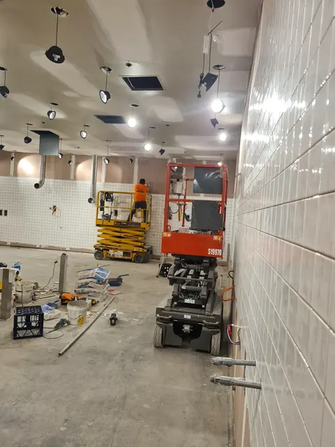 Wall tiling in a commercial retail fit-out